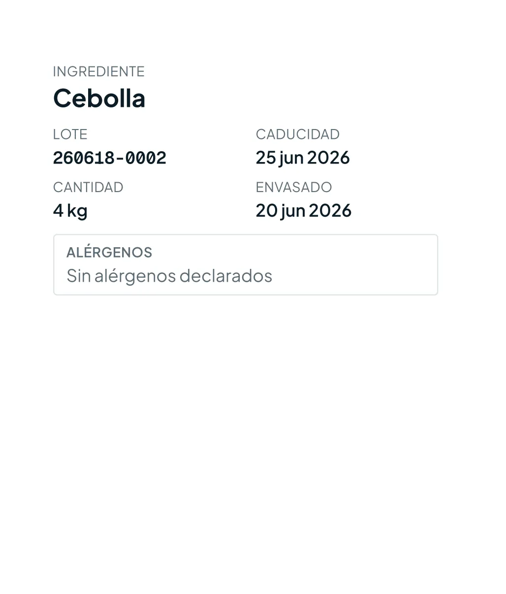 Etiquetas con alérgenos — captura real de Miselup
